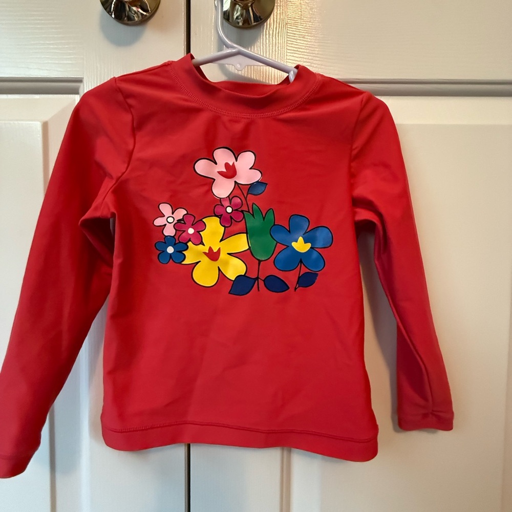 Hanna Andersson Red Kids Floral Long Sleeve Swim Rashguard